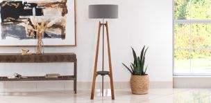 Lámpara de Piso Parota Fiio Rey Gris