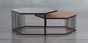 Juego de Mesas 100 x 100 cm Cien Fuegos Parota 2 Piezas