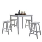 Mesa Con 4 Taburetes Gaucho Set 5 Piezas Blanco