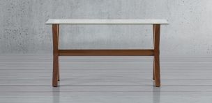 Mesa Consola Rectangular de Cristal 142 x 51 cm New Shanghai Nogal