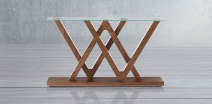 Mesa Consola Rectangular de Cristal 160 x 40 cm Turin Parota