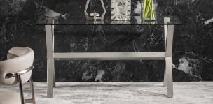 Mesa Consola Rectangular de Cristal 142 x 51 cm New Shanghai Plata