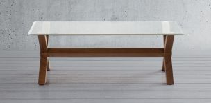 Mesa de Centro Rectangular de Cristal 132 x 77 cm New Shanghai Nogal