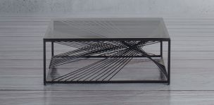 Mesa de Centro de Cristal 100 x 100 cm Volcano Negro