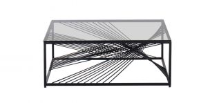 Mesa de Centro de Cristal 100 x 100 cm Volcano Negro