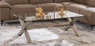 Mesa de Centro Rectangular de Cristal 132 x 77 cm New Shanghai Plata