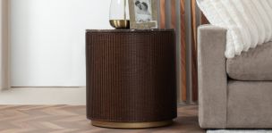 Mesa Lateral de Mármol 60 cm Astor Nogal