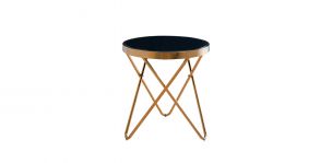 Mesa Lateral Redonda de Cristal 50 CM Lecco Negro