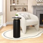 Mesa Lateral Redonda de Mármol Luxor Negro