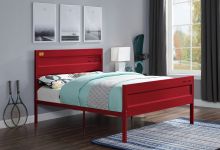 Cama Matrimonial Cargo Metal Rojo