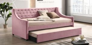 Daybed Individual Con Cama Baja Lianna Tela Rosa