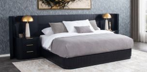 Cama King Size Astor Negro con Extensión