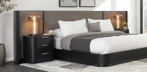 Cabecera King Size Astor Negro Tapizada con Burós de Granito