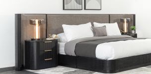 Cabecera King Size Astor Negro Tapizada