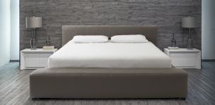 Cama King Size de Piel Bora Taupe Praga Beige