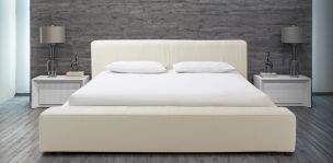 Cama King Size Camerún Hueso Piel