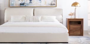 Cama King Size de Piel Murano Blanco