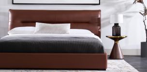 Cama King Size de Piel Keanne Café