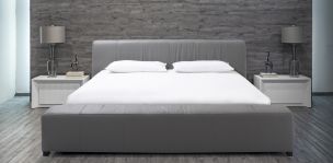 Cama King Size de Piel Math Bora Gris