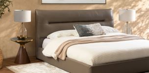 Cama King Size de Piel Keanne Gris