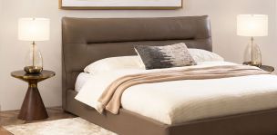 Cama King Size de Piel Keanne Gris