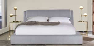 Cama Matrimonial Joyce Sky Gris Claro