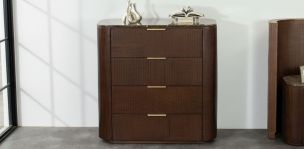 Cómoda Alta Chifonier de Mármol Astor Nogal