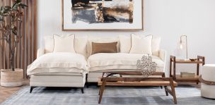 Sala en L Izquierda Daria Beige Dazzle Cream
