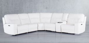Sala Esquinera con Reclinables Eléctricos Cl Calgary Blanco