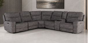 Sala Esquinera con Reclinables Eléctricos Calgary Gris