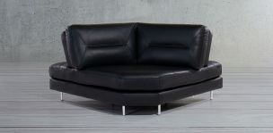 Sillón Esquinero de Piel Deslizable Biccari Negro