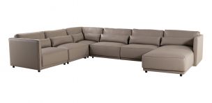 Sala Modular Derecha de Piel Forever Gris