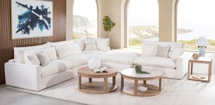 Sala Esquinera Kitson Beige 5 Piezas con Ottoman