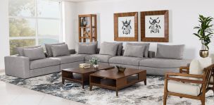 Sala Modular Lemans Gris 6 Piezas con Ottoman