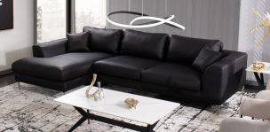 Sala en L Izquierda Piel Manhattan Negro