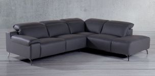 Sala en L Derecha de Piel Tood Gris