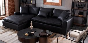 Sala en L Izquierda de Piel Tao Negro