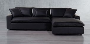 Sala en L Derecha de Piel Tao Negro