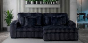 Sala en L con Asiento Deslizable Skylar Gris Oscuro