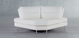 Sillón Esquinero de Piel Biccari Blanco 