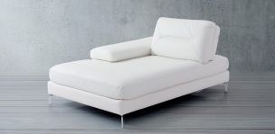 Chaise Longue de Piel Izquierdo Biccari  Blanco 
