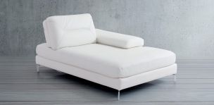 Chaise Longue de Piel Derecho Biccari Blanco 
