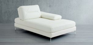 Chaise Longue de Piel Derecho Biccari Blanco 