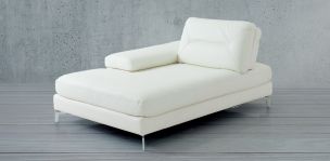 Chaise Longue de Piel Izquierdo Biccari  Blanco 
