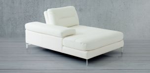 Chaise Longue de Piel Izquierdo Biccari Blanco