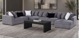 Sala Modular Derecha Bella Gris Oxford 5 Piezas