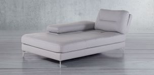 Chaise Longue Izquierdo de Piel Biccari Silver 