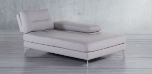 Chaise Longue Derecho de Piel Biccari Silver 