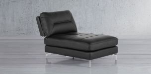 Sillón Sin Brazos de Piel Deslizable Biccari Negro