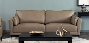 Sofá 3 Plazas de Piel Milo Beige
